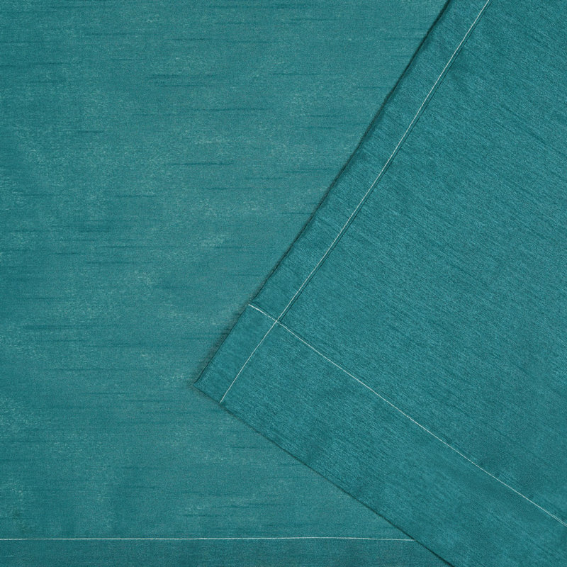 Flen Faux Silk Room Darkening Curtain Pair, Teal, 27" x 96"