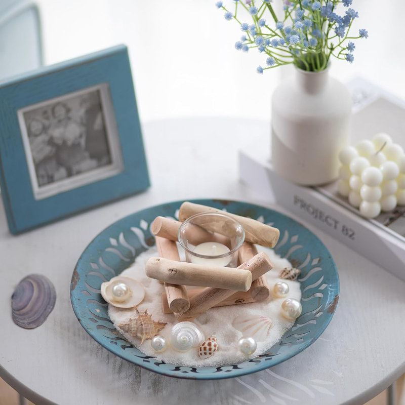 Porte-bougie rustique en bois avec tasse en verre