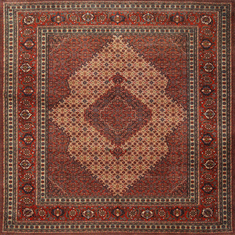 Tapis oriental brun / rouge foncé / noir, Rond 6 pi