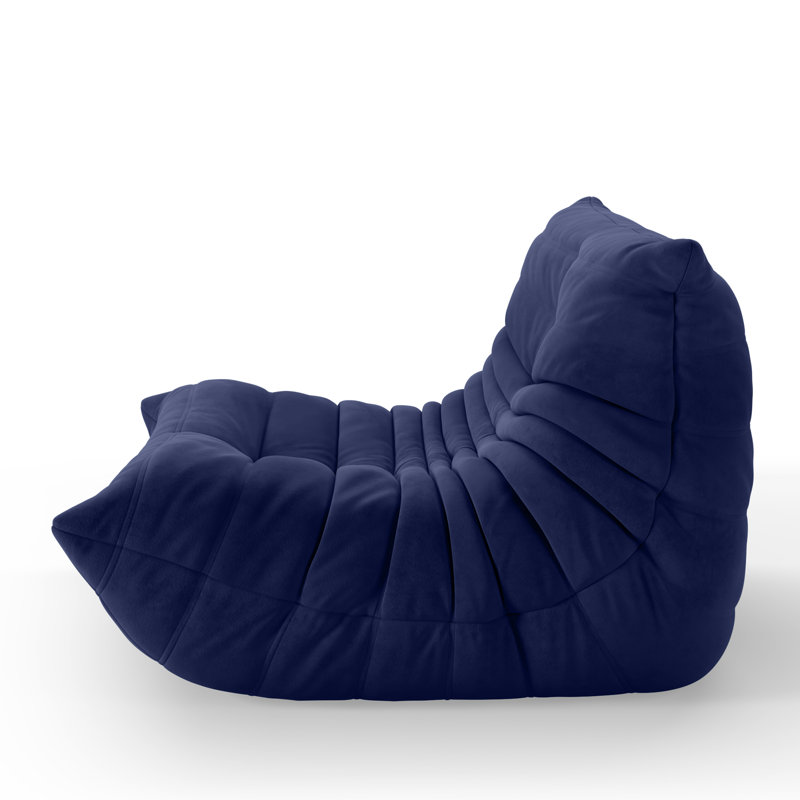 Fauteuil à billes en suède avec méridienne, Microfibre bleu marine