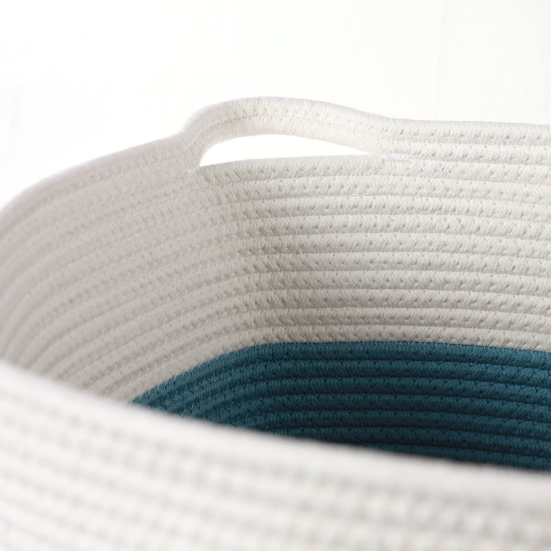 Panier en corde de coton, Bleu, H 13 po x l 15,8 po x P 15,8 po