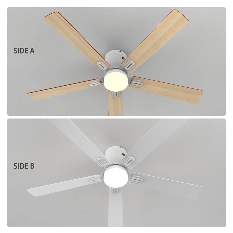 132cm 5 - Blade LED Ceiling Fan with Remote Control and Light Kit Included