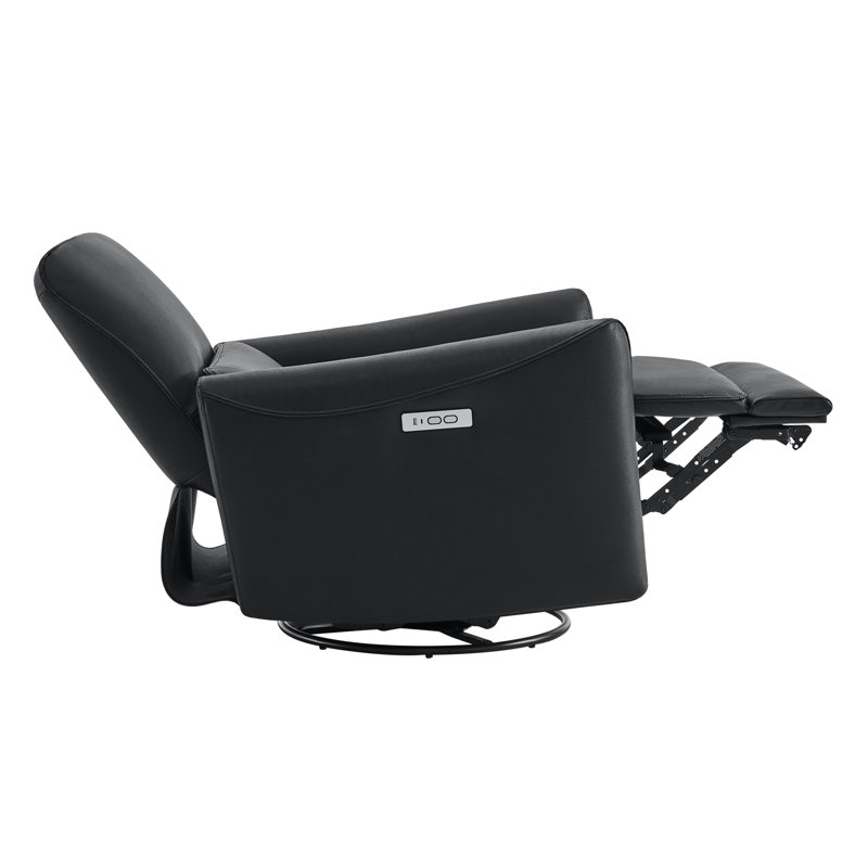 Fauteuil inclinable électrique pivotant en cuir Mikkel, Similicuir noir
