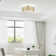 4 Light Soft Gold Extra Large Semi-Flush With Hand Crafted Oatmeal Color Fabric Hardback Shade