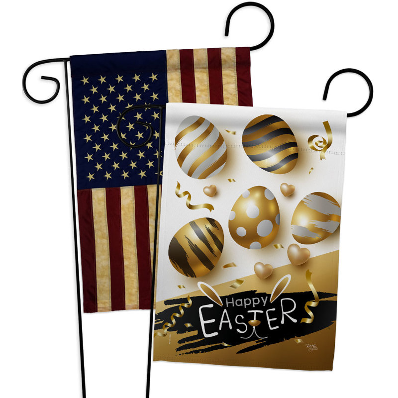 Drapeau de jardin en polyester 18 x 13 po Golden Eggs Party