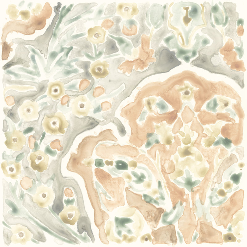 «Terracotta Garden Tile VII» par June Erica Vess - peinture sur toile tendue, H 30 po x l 30 po