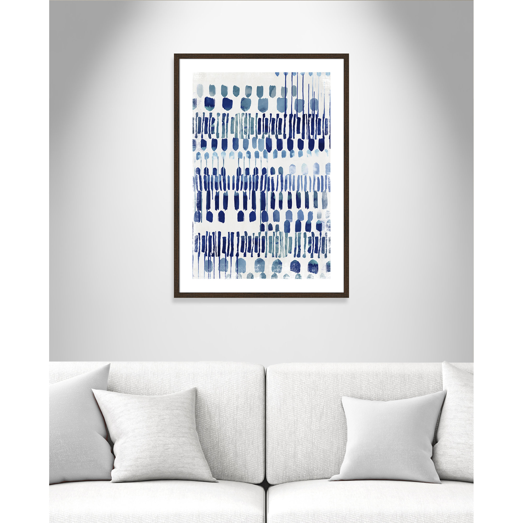 Continuously I - Painting Print, White, 35.5" H x 25.5" W x 0.75" D, Walnut Wood Grain Framed Paper