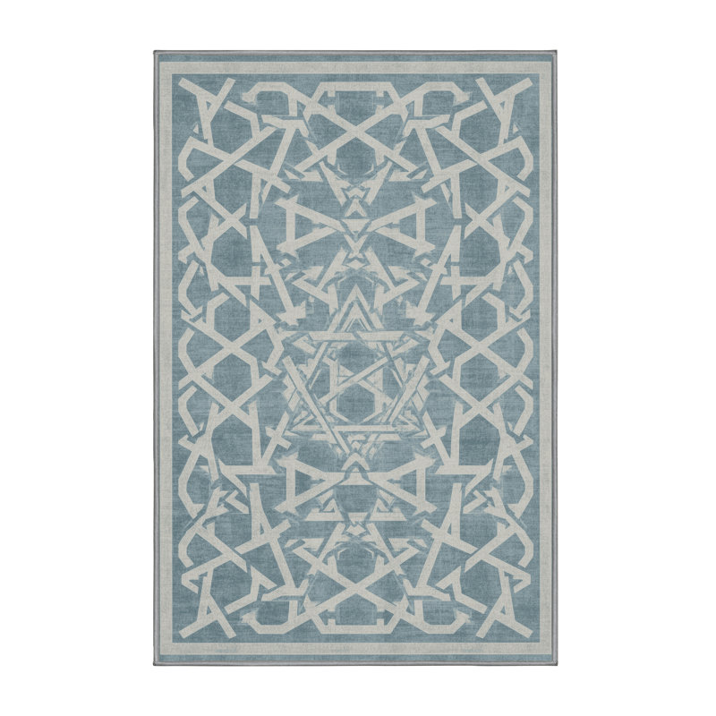 Soft Plush Farner Hanukkah Modern & Contemporary Abstract Area Rug in Brown – Gray Binding, 5x7