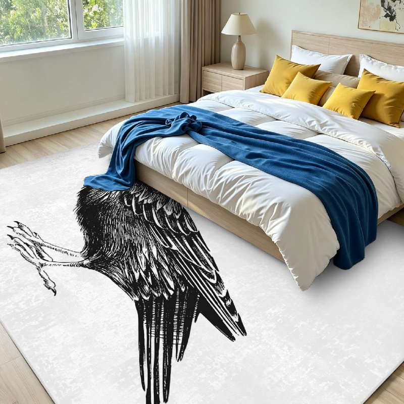 Tapis d'angle d'intérieur blanc, lavable à la machine et décoré pour Noël, Rectangle 71 po x 98 po