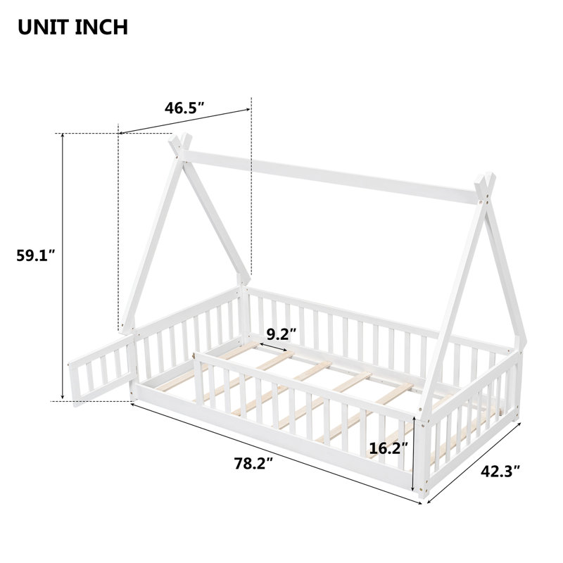Lit pour enfant Dhima, Blanc, Simple