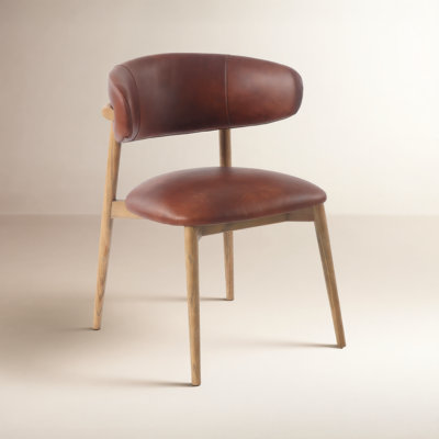 Olimpio Leather Upholstered Dining Chair, Tobacco