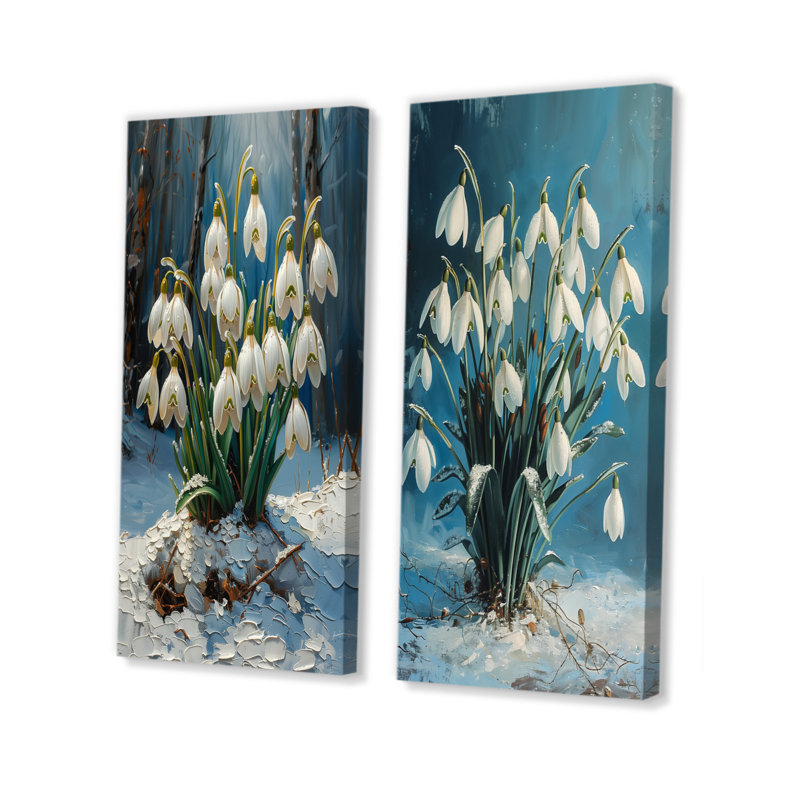 Ensemble de 2 pièces d'art mural blanc et bleu glace, Ne s’applique pas, Toile tendue sur cadre, H 28 po x l 24 po