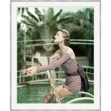 Model In A Long Sleeved Swimsuit Giclee Print by John Rawlings