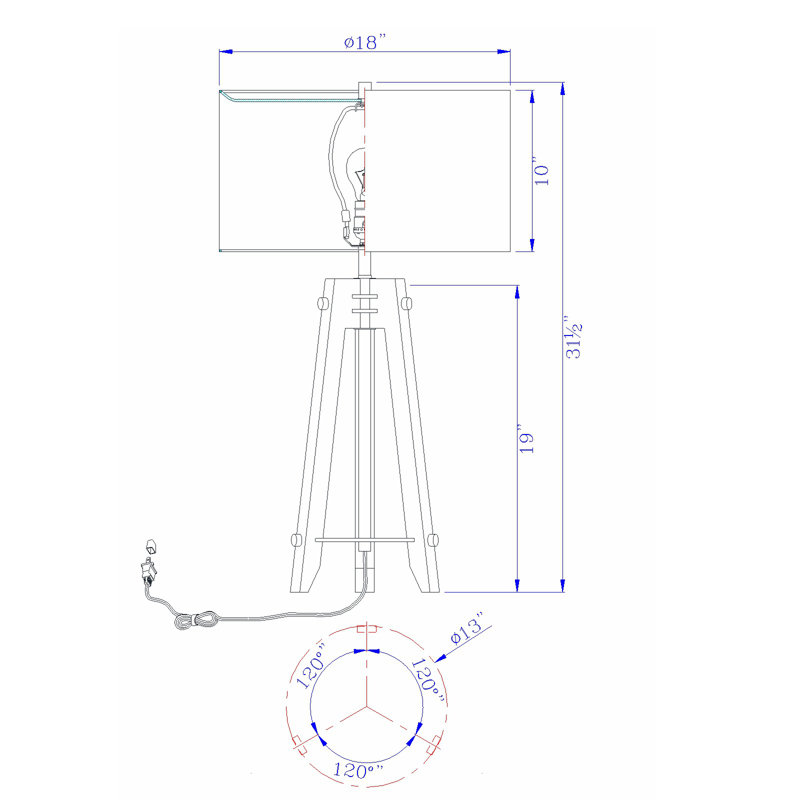 Lampe de table 31,5 po H 31,5 po