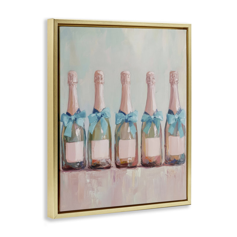 Cadre flottant bleu bouteille de champagne, design par Petal Prints Design, H 21 po x l 17 po