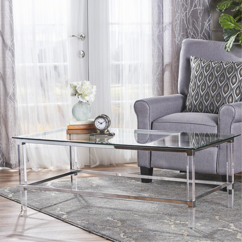 Ultra-Modern Tempered Glass and Acrylic Coffee Table