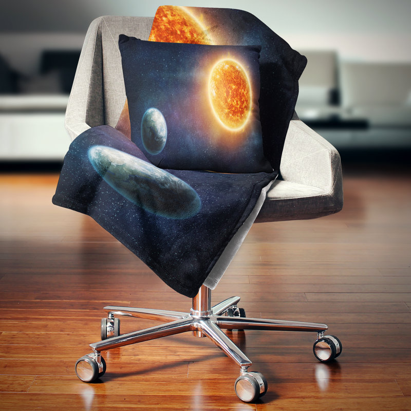 Coussin imprimé Terre et soleil, 16 po x 16 po, Coussin décoratif