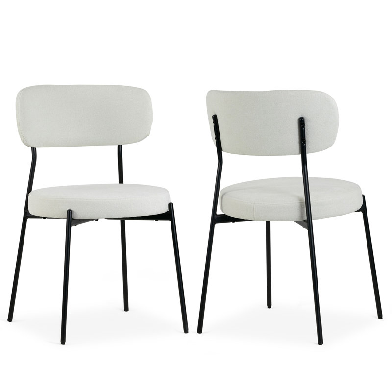 Keriana 15.75'' H Upholstered Metal Side Chair, White, Black