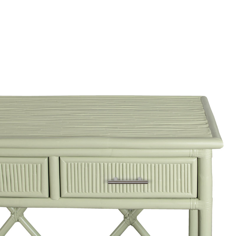 Pencil Rattan 54" Wide Console Table, Celery Green