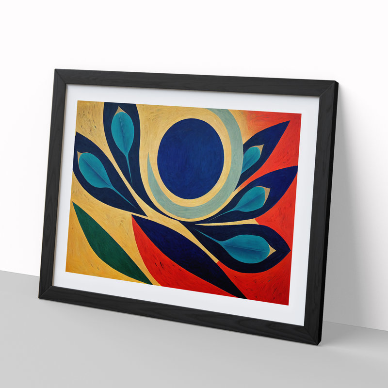 Exquisite Abstract Flowers - Single Picture Frame Print, Black, 34cm H x 46cm W x 2cm D