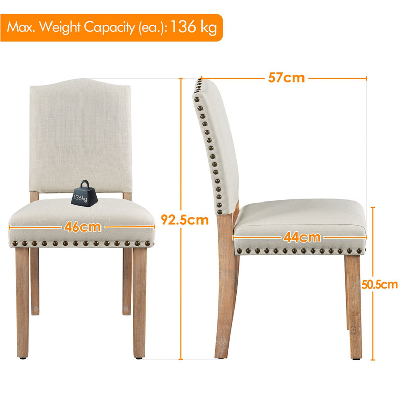 color 50.5cm H Upholstered Side Chair, Beige Foam