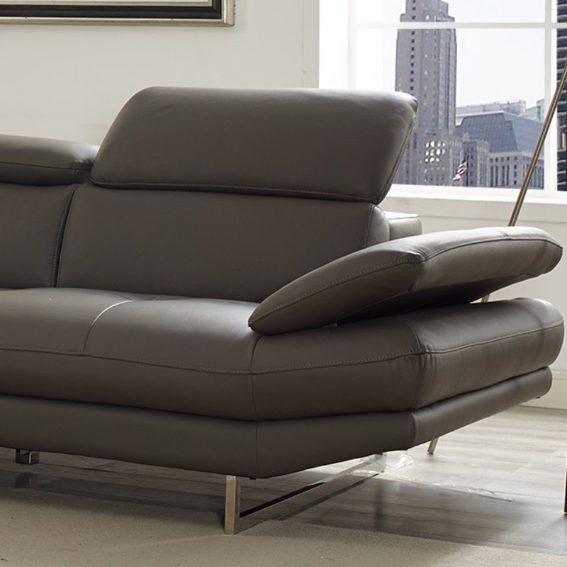 Pandora Sectional , Dark Gray Genuine Leather