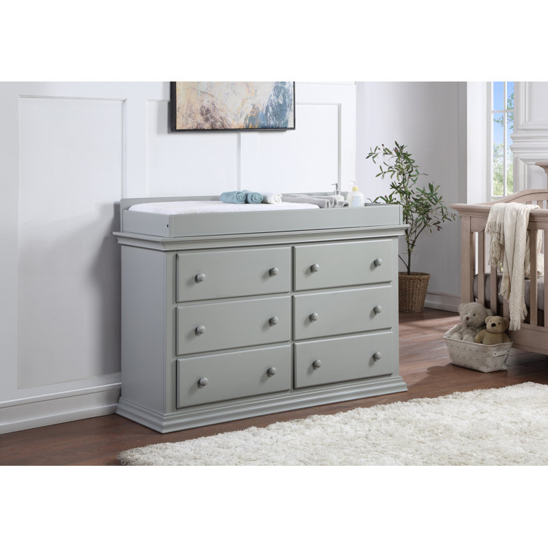 Celeste 6 Drawer Full Assembled Double Dresser, Gray