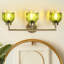 Appliques murales de salle de bain à 3 lumières Glausen avec abat-jour en verre vert tulipe-1008816020-1008816023