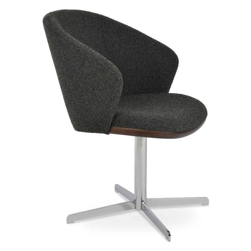 Chaise avec accoudoirs pivotante 4 étoiles Athena, Chrome, Noir