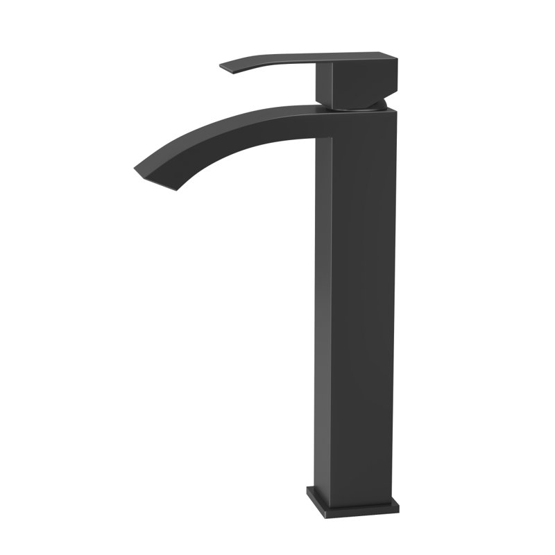 Robinet de lavabo de salle de bain à poignée simple 11,21 po certifiée CUPC par les deux personnes (fini noir mat), Noir mat