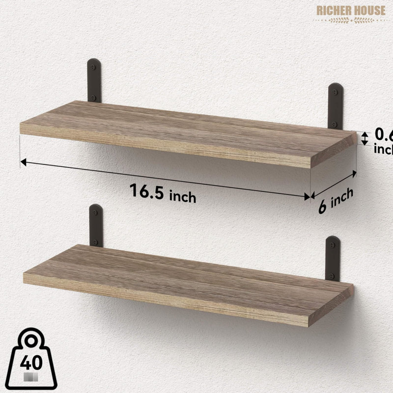 Rustic Book Storage Shelves Of 2 - 40Lb Weight Capacity Wall Bathroom Organizer Style With Limit