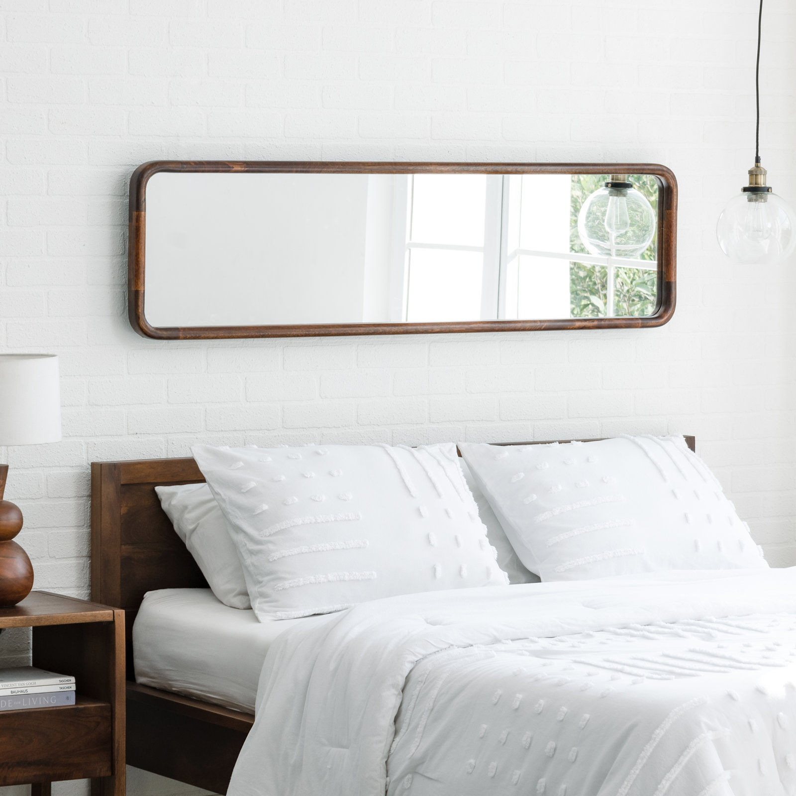 Aundra Solid Wood Mirror, Walnut