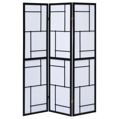 Paravent pliant 3 paravents noirs, panneaux de papier blanc procurant intimité et bois d'hévéa pour une longue durée de vie