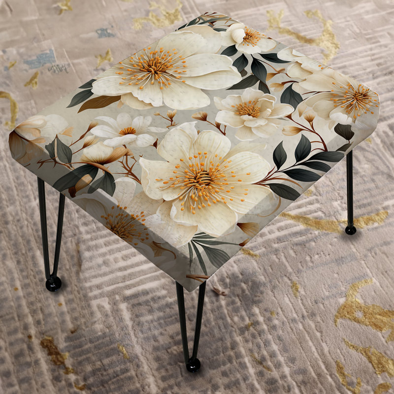 Boho Chic Poppy Blooms IV - Floral Rectangle Ottoman