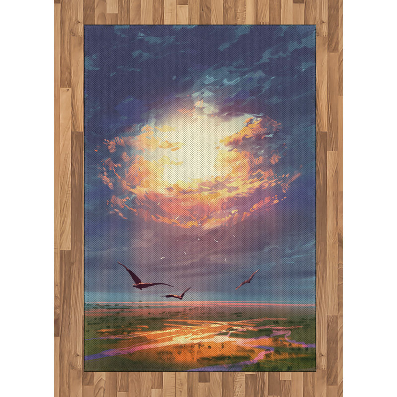 Landscape High Density Long Fiber Poly Threads Decorative Area Rug Carpet, Rectangle 4' x 5'8"