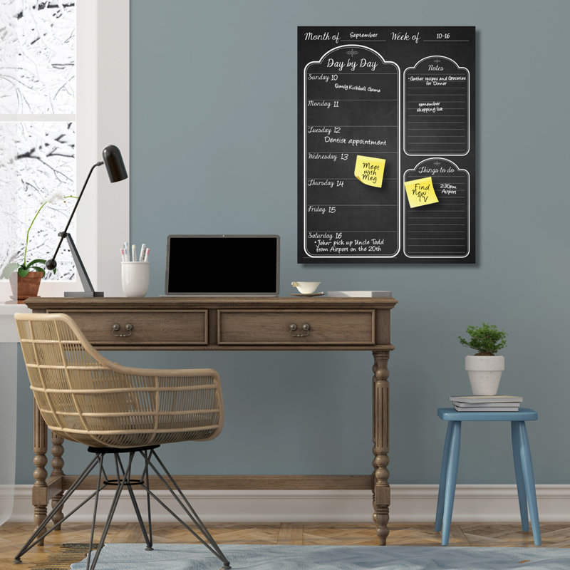 Tableau effaçable mural Day by Day, 40" H x 30" L, Noir