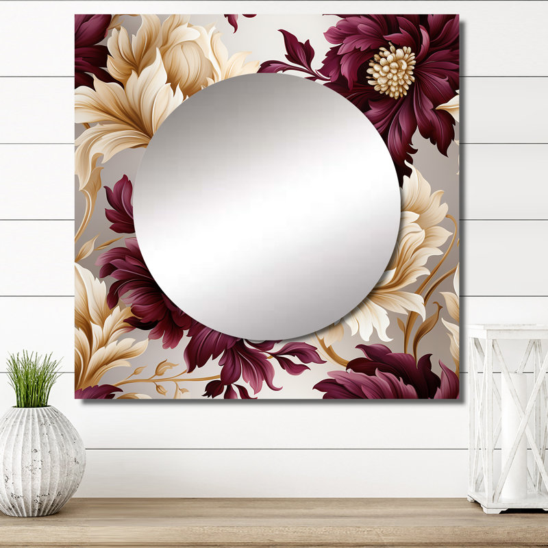 Maiara - Miroir décoratif floral carré pour chambre à coucher, 23 po x 23 po