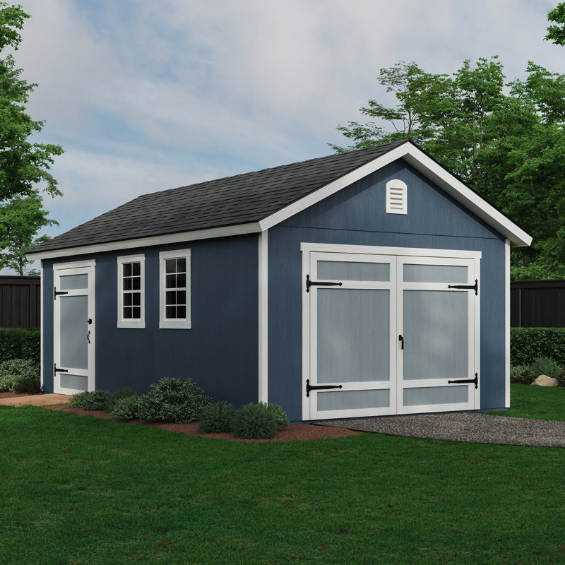 Cedarhill 12' x 20' Blue and White Wood Storage Shed Kit