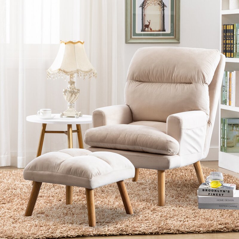Mercury Row® Resnick Upholstered Accent Chair with Ottoman | Wayfair