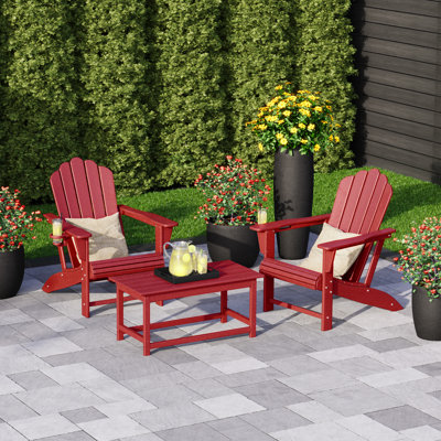 Outdoor Poly Adirondack Chair Set With Coffee Table