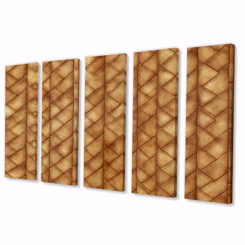 Earth Tone Retro Diamond Texture - Modern Midcentury, reproduction sur toile - 5 panneaux égaux