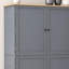 Simple armoire de plancher grise équipée de deux tiroirs, de deux planches réglables et de huit tablettes de porte, parfaites pour la cuisine à domicile-1756186044