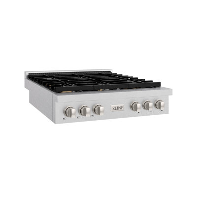 ZLINE 36 in. Autograph Paramount Gas Rangetop in DuraSnow® Steel w/ Bronze Accents