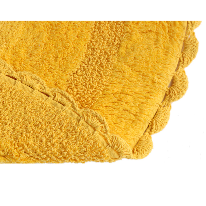 Tapis de bain demi-cercle en dentelle crochetée, Jaune
