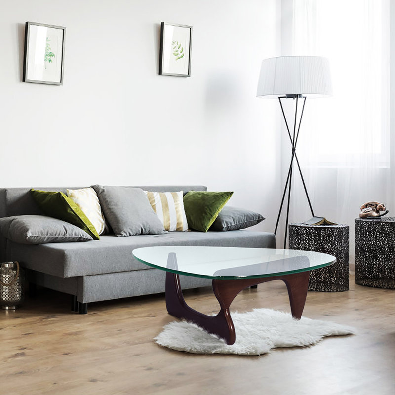 Carmila Glass Top Coffee Table, Dark Brown