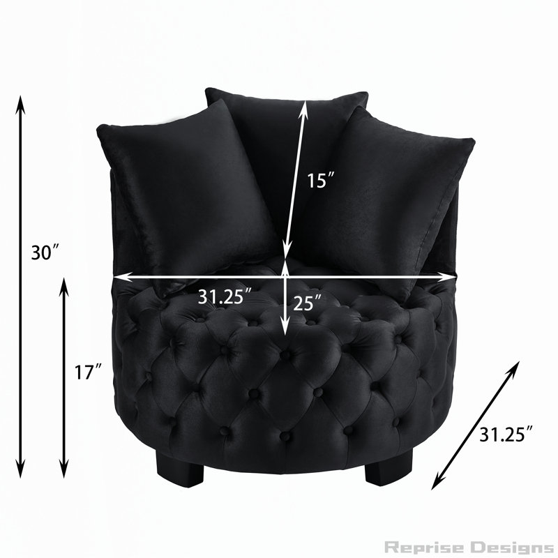 Contemporary Upholstered Tufted Chair Accent Chair, Black