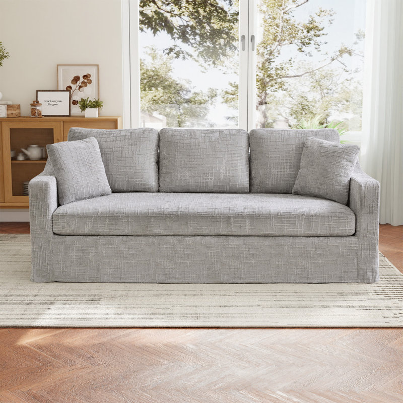Canapé-causeuse moderne 3 places en chenille, Gris