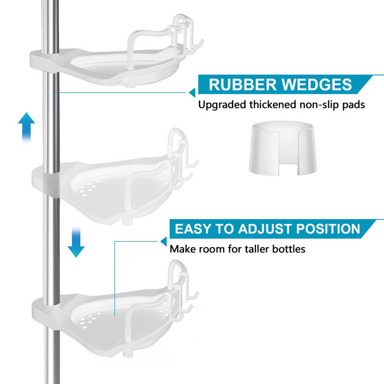 6 Tiers 95 to 116 Inch Rustproof Shower Caddy Tension Pole with 5 Shelves +  1 To