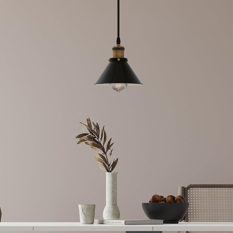 Modern Industrial Cone Pendant Light | Adjustable 1-Light Ceiling Fixture for Kitchen Islands, Dining Areas & Hallways, Yes