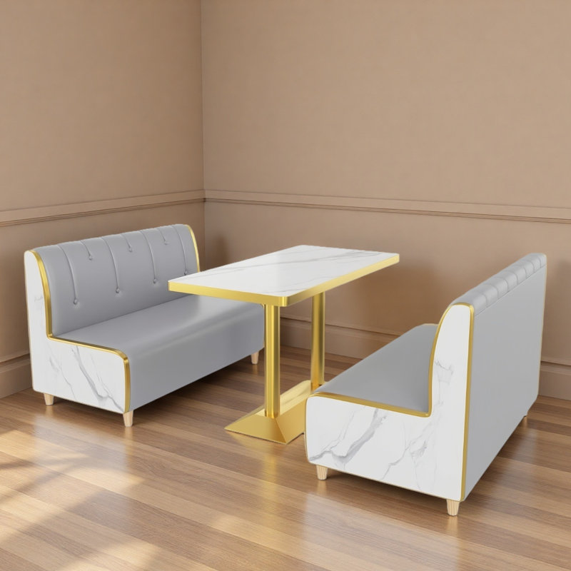 Light Gray Padded Double Reception Bench Set